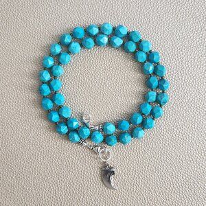 STAR CUT TURQUOISE NECKLACE WITH 925 STERLING SILVER CLAW 18